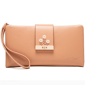 Дамски кожен портфейл с апликация цвете