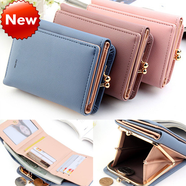 Дамски кожен портфейл с джоб за монети в няколко цвята