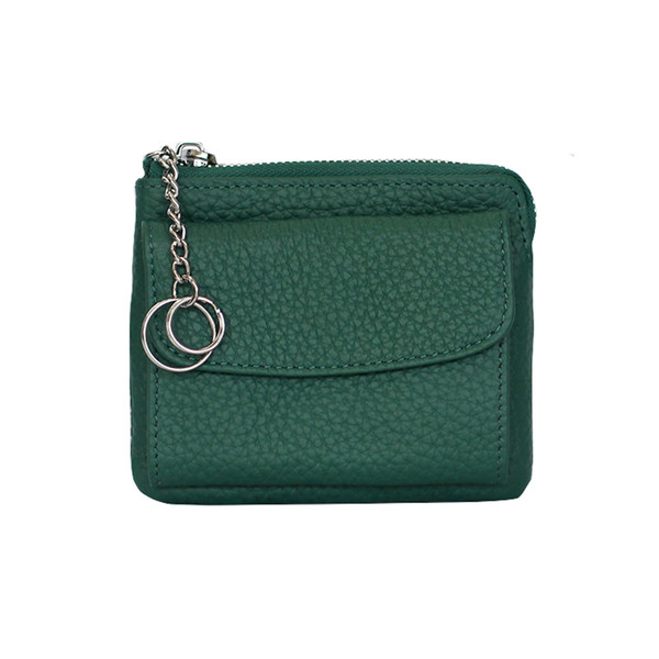 Дамски кожен портфейл с цип и преден джоб в няколко цвята