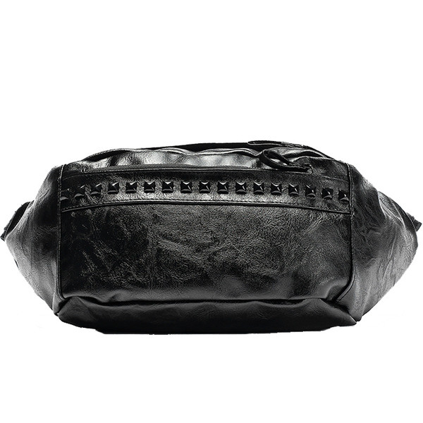 Öko-nahast moodne tõmbluku ja neetidega meestekott