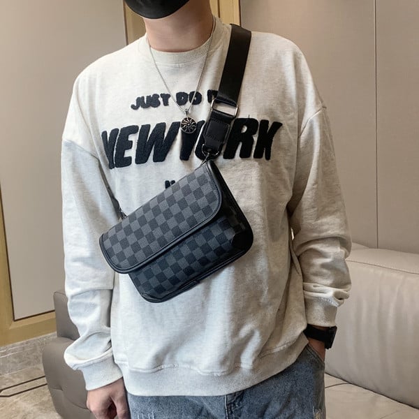 Meeste igapäevane nahast kott ja tekstiilist käepide