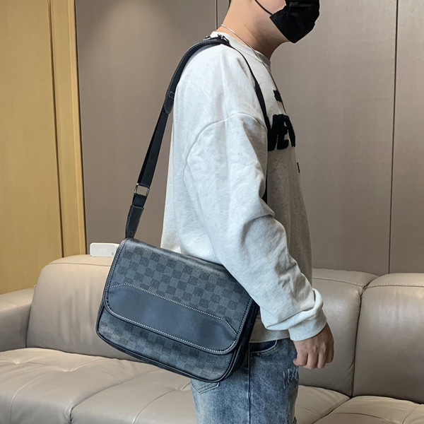 Férfi öko bőr táska textil fogantyúval szürke színben