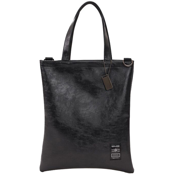 Férfi bőrtáska hosszú és rövid fülekkel, fekete színben