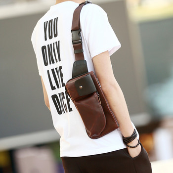 Нов модел мъжка чанта с предни джобове от еко кожа