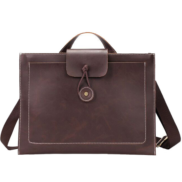 Kandilise kujuga ja pruuni värvi meeste nahast kott