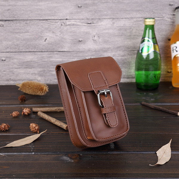 Малка кожена чанта за мобилен телефон за мъже