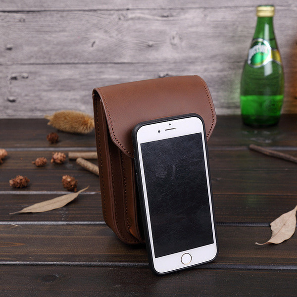 Малка кожена чанта за мобилен телефон за мъже