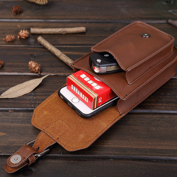 Малка кожена чанта за мобилен телефон за мъже