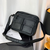 Musta värvi nahast kott taskuga