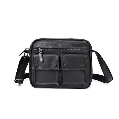 Musta värvi nahast kott taskuga