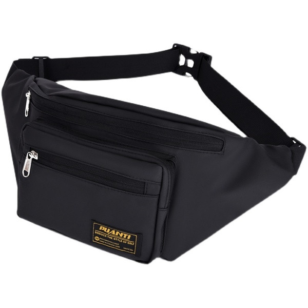 Modern férfi táska emblémával és cipzárral