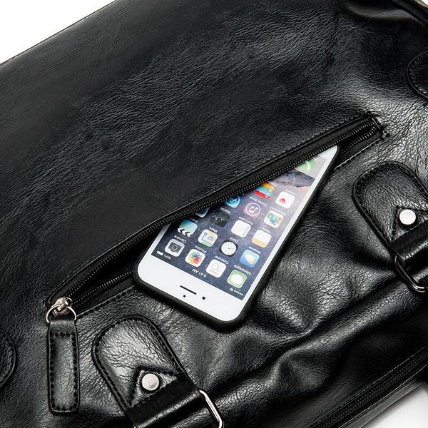 Meeste nahast kott esitasku ja käepidemetega musta värvi