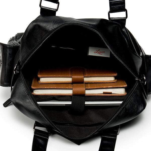 Meeste nahast kott esitasku ja käepidemetega musta värvi