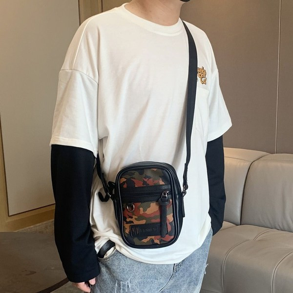 Öko bőrből készült férfi mindennapi hátizsák, hosszú textil fogantyúval