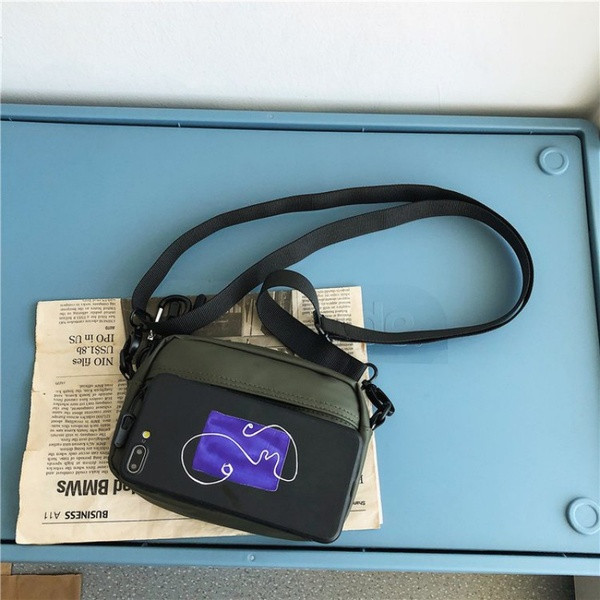 Moodne meeste kott embleemi ja pika sangaga