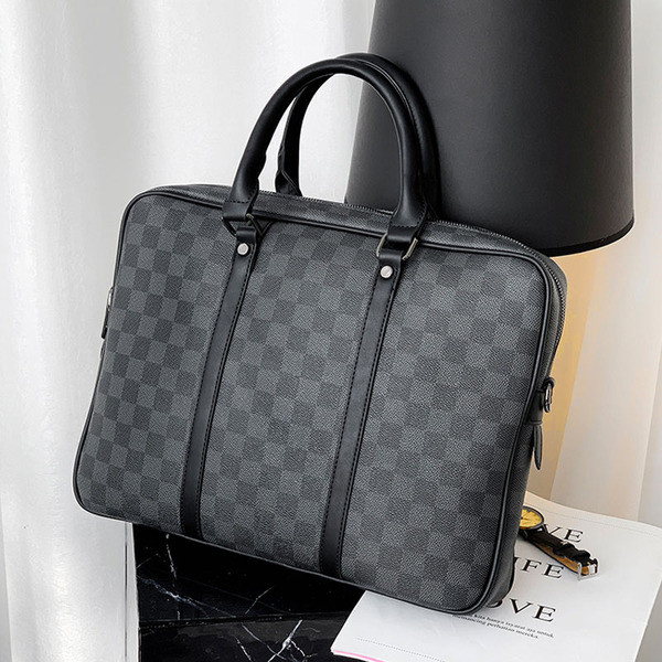 Férfi alkalmi bőrtáska szürke fogantyúval