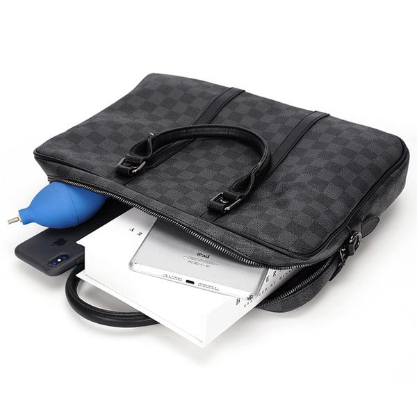 Férfi alkalmi bőrtáska szürke fogantyúval