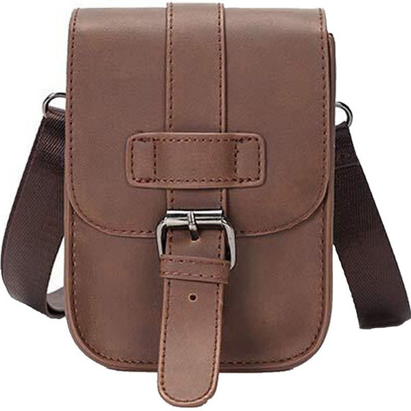 Ανδρική  έκο δερμάτινη τσάντα με αγκράφα και υφασμάτινη λαβή