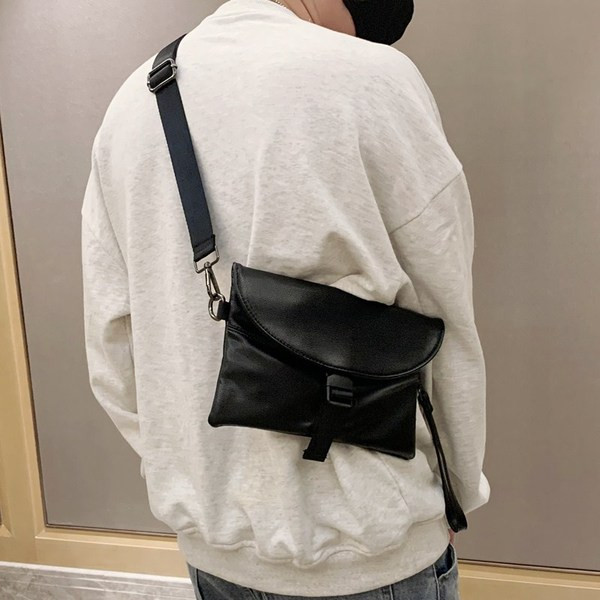 Мъжка ежедневна кожена чанта в черен цвят 