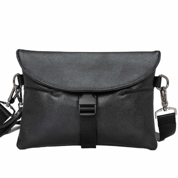 Мъжка ежедневна кожена чанта в черен цвят 