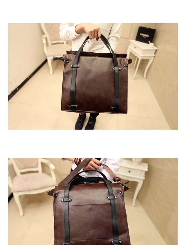 Ανδρική τσάντα νέο μοντέλο από έκο δέρμα σε καφέ χρώμα