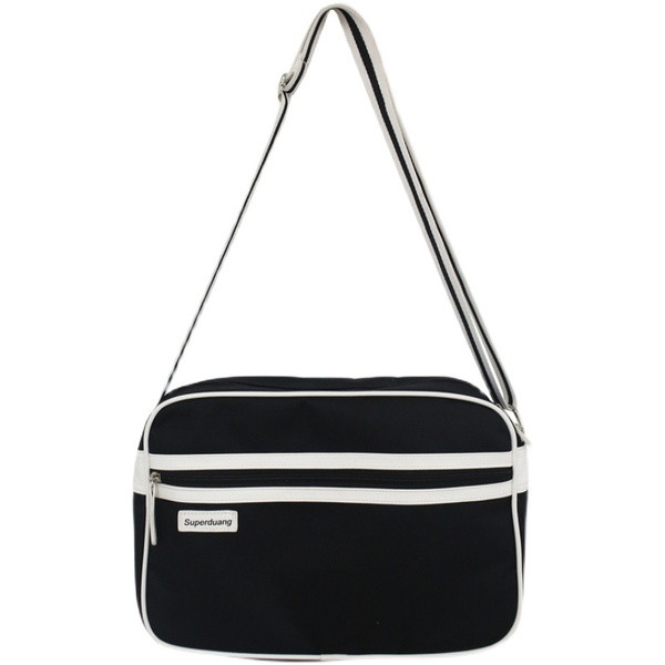 Alkalmi férfi válltáska cipzárral és emblémával