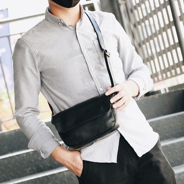 Ανδρική έκο δερμάτινη τσάντα με μακριά λαβή σε τρία χρώματα