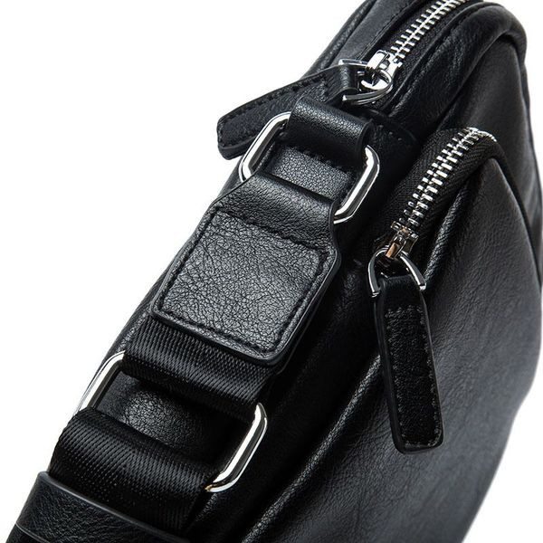 Ανδρική έκο δερμάτινη τσάντα με υφασμάτινη λαβή - μαύρο χρώμα