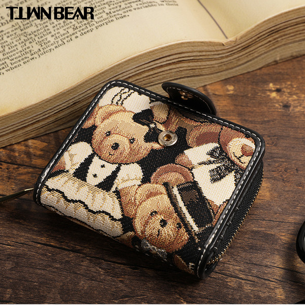 Eko bőrből és textilből készült kis női pénztárca