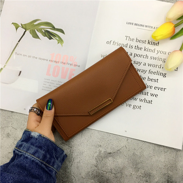 Új modell női bőr pénztárca fém díszítéssel