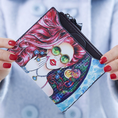 Väike nahast rahakott tikandi ja metallist kaunistusega - mitu mudelit