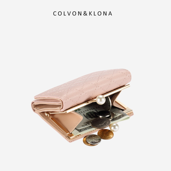 Дамски малък портфейл от изкуствена кожа с джоб за монети