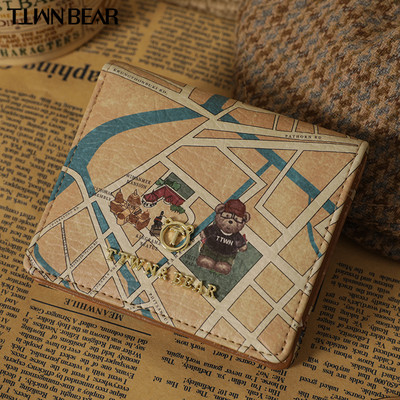 Väike karuaplikatsiooniga nahast rahakott