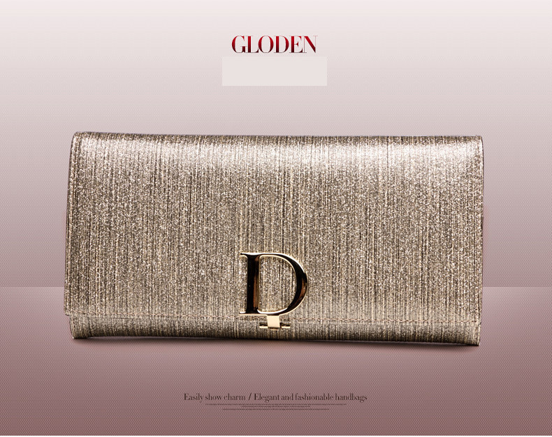 Modern női pénztárca fényes motívummal, fém rögzítéssel