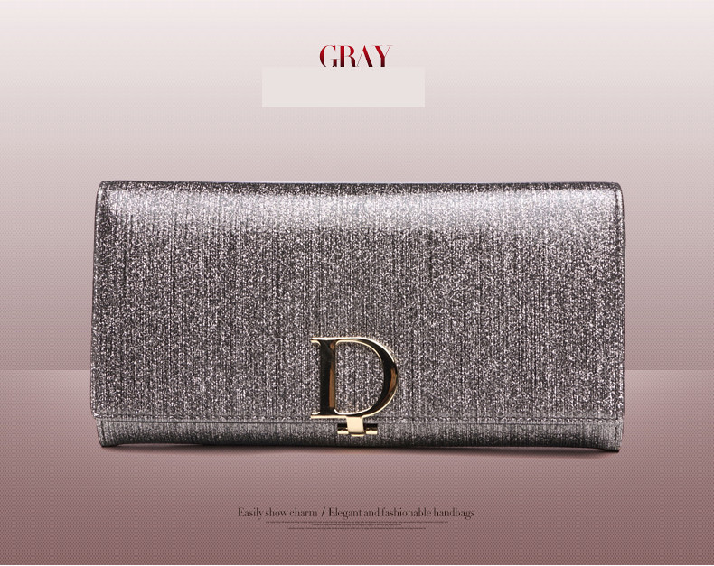 Modern női pénztárca fényes motívummal, fém rögzítéssel