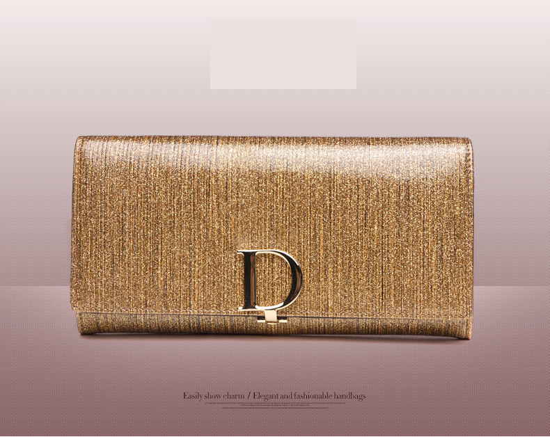 Modern női pénztárca fényes motívummal, fém rögzítéssel