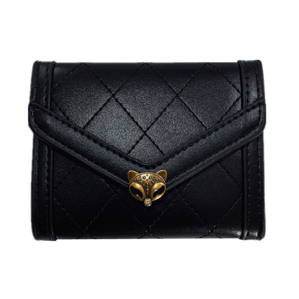 Novi model ženskog kožnog novčanika sa ukrasom u crnoj boji