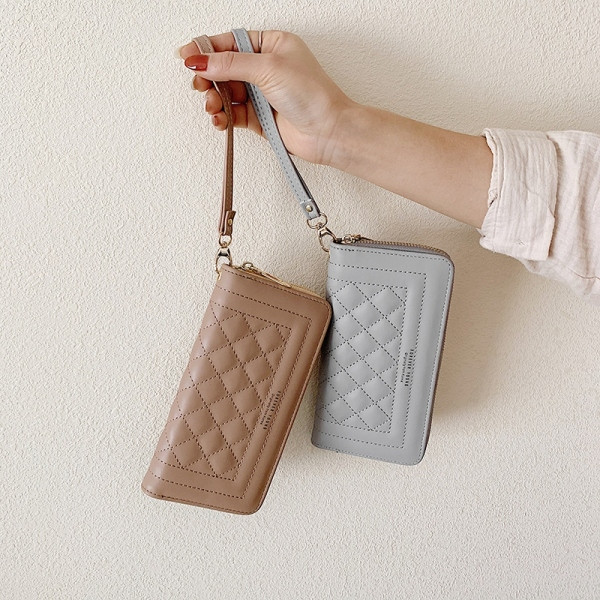 Eko bőrből készült női pénztárca cipzárral és fogantyúval