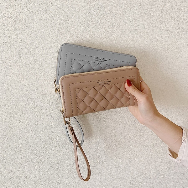 Eko bőrből készült női pénztárca cipzárral és fogantyúval