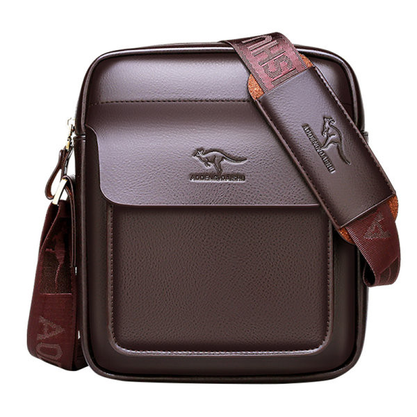 Meeste nahast kott pika tekstiilist käepidemega