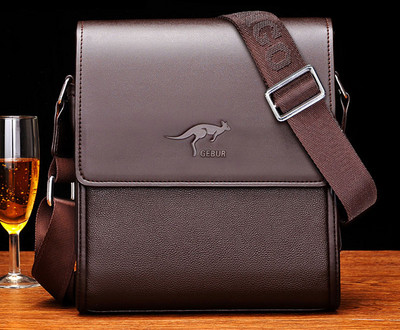 Moderna vīriešu ādas soma ar garu rokturi