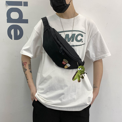 Alkalmi férfi textil táska cipzárral és 3D elemmel