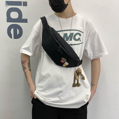 Alkalmi férfi textil táska cipzárral és 3D elemmel