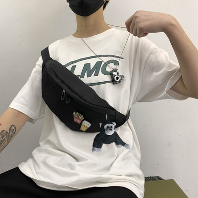 Alkalmi férfi textil táska cipzárral és 3D elemmel