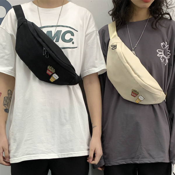 Alkalmi férfi textil táska cipzárral és 3D elemmel