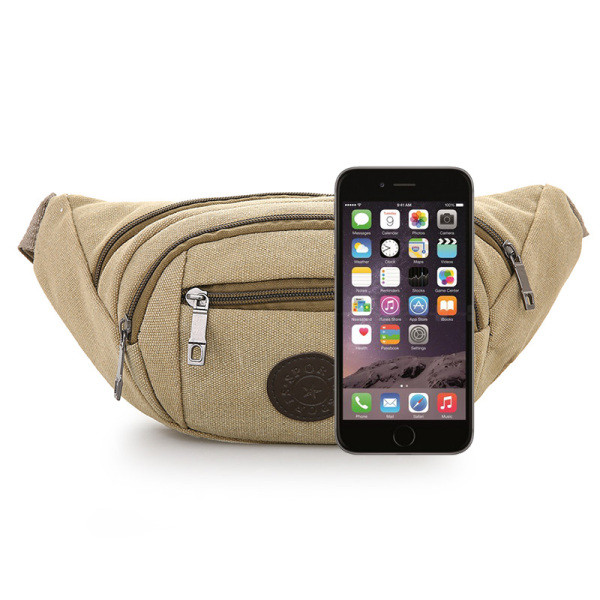 Платнена мъжка чанта с три джоба