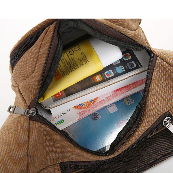 Платнена мъжка чанта с три джоба