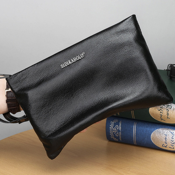 Férfi bőr táska cipzárral és fogantyúval