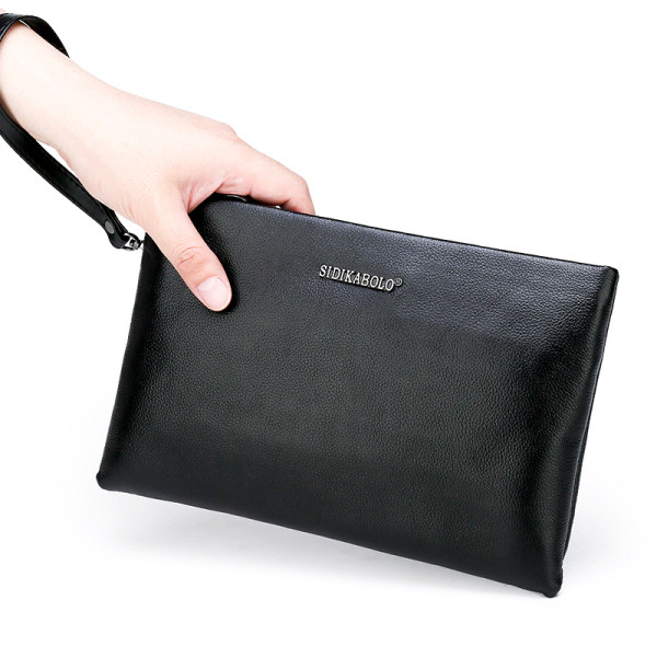 Férfi bőr táska cipzárral és fogantyúval