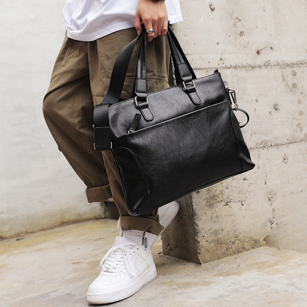 Uus mudel kunstnahast taskuga meeste kott musta värvi